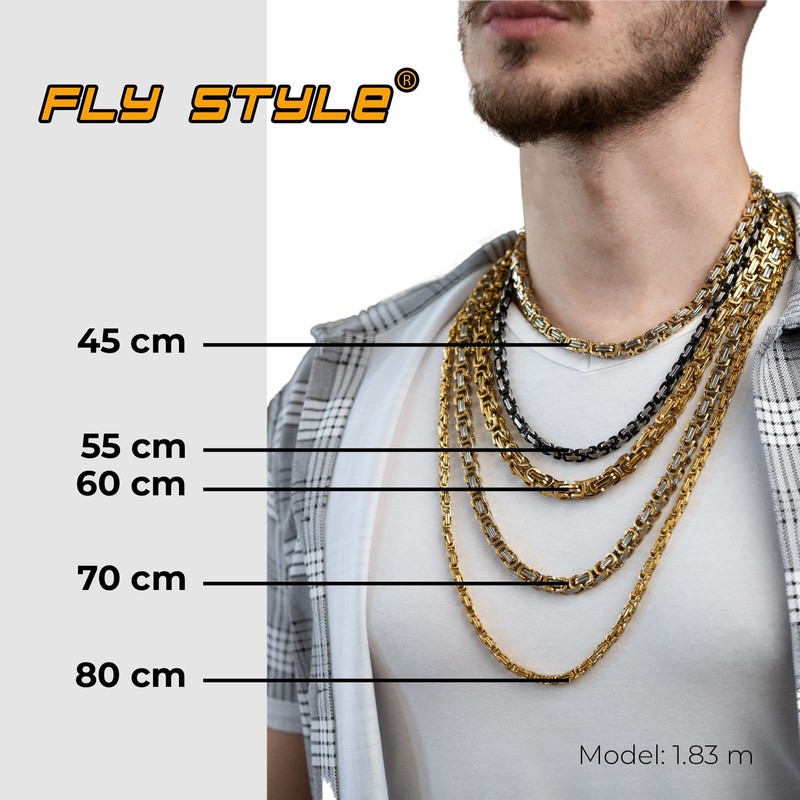Fly Style Byzantine Byzantine Chain Black + Silver Stainless Steel