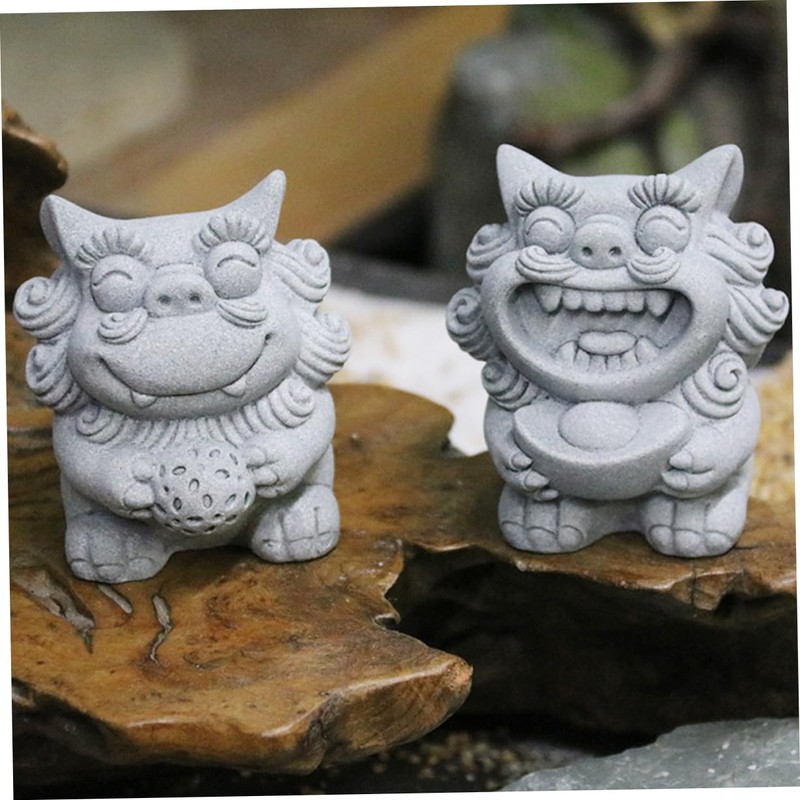 KONTONTY 2pcs Mini Lion Sculpture Lions Mane Adornment Statue Decor