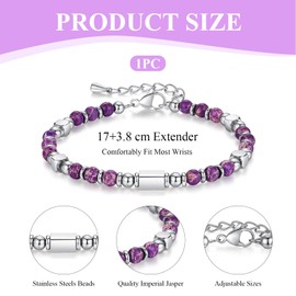 BelleFlair Back To School Natural Stone Bracelet Gift, First Day Of School Bracelets, Starting Gifts For Girls Students Daughter Granddaughter Niece Sister Friend(Purple)