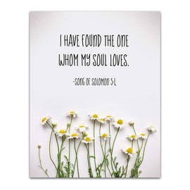 TJ Originals Song of Solomon 3:4, I Have Found the One - Spiritual Wall Art, Home Sign Decor, Faith Hope Love, Bible Quotes Decor, Unframed 11 x 14 Christian Artwork, Family Quotes (Daisies)