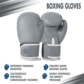 Lions Boxing Gloves - Premium Quality Leather, Classic Adult Unisex Boxing Gloves Mens, Sparring Muay Thai Pro Training, Kickboxing, Punch Bags Fitness Gym Workout (Grey, 10OZ)