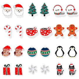 Christmas Earrings for Women Christmas Tree Snowflakes Earrings Candy Cane Penguin Gingerbread Earrings Christmas Stocking Stuffers Christmas Holiday Earrings Christmas Jewelry for Women