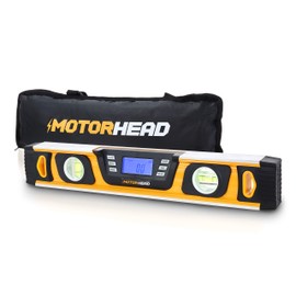 MOTORHEAD 16-Inch 0° - 180° SMART DIGITAL Level, LCD Screen, Audible Alerts, Water, Dust & Shock Resistant, Magnetic Bottom, Includes Bag, High-Visibility, Solid-Milled Aluminum, USA-Based Support