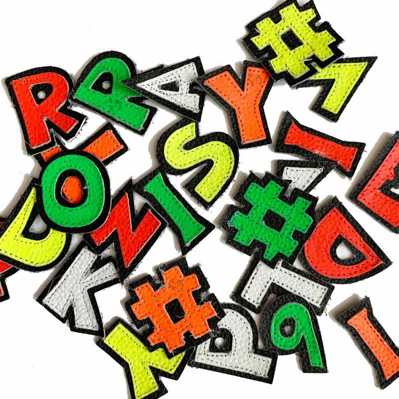 Lettere Numeri e caratteri in Pelle mini h.35mm per tuta