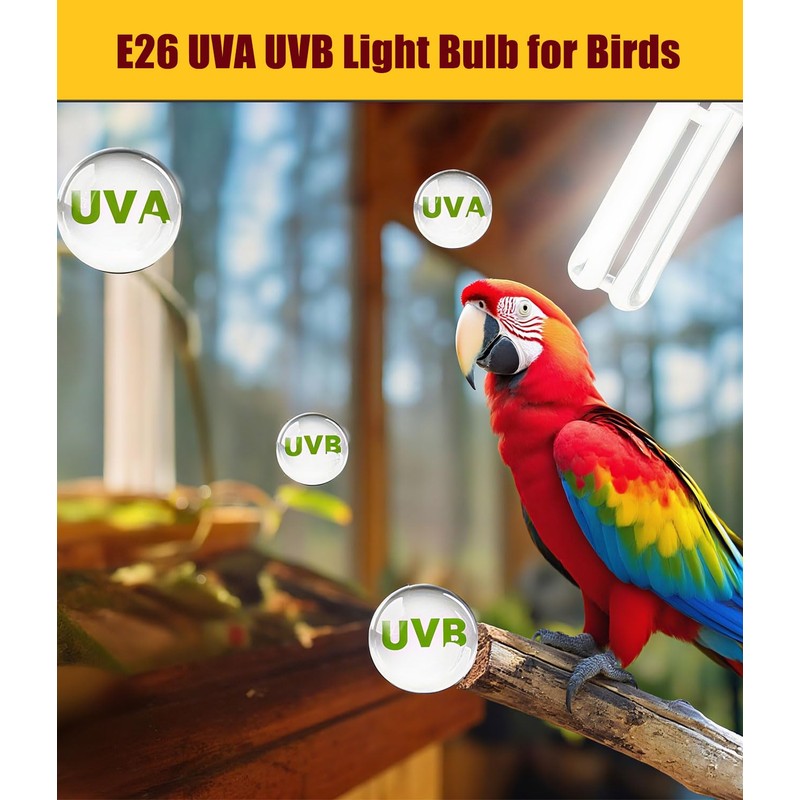 KINGYEENUO E26 UVA UVB Light Bulb for Birds 2.4 UVB