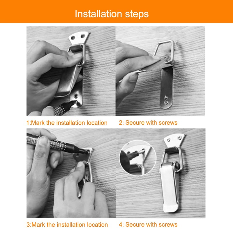 6 Pack Black，Stainless Steel Spring Loaded Toggle Latch, Silver Catch
