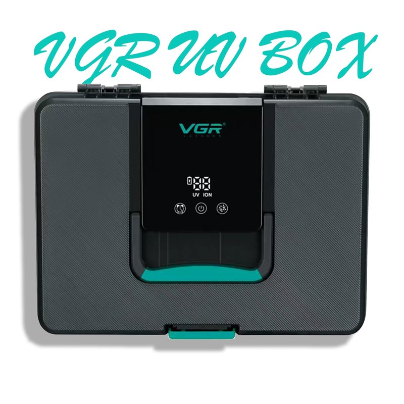 VGR 840 Barber Tool Storage Box with 365nm Light Technology,