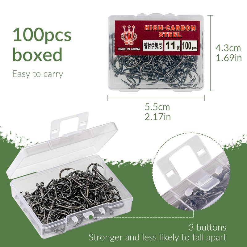 QualyQualy 1000pcs Carbon Steel Fishing Hooks W/Portable Plastic Box, Assorted