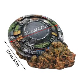 AIMALL UFO Wreckage Aquarium Ornament, Sci-Fi Portal Resin Craft, Space-Time Themed Fish Tank Decoration, 5.9x4.7 Inches