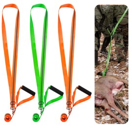 NQEUEPN 3pcs Deer Drag Ropes and Harnesses, Heavy Duty Reflective Pull Strap with Anti-Skid Handle, Hunting Accessories Gear Equipment for Deer Hunter, Dragging Prey, Trees, Sled (Orange, Green)