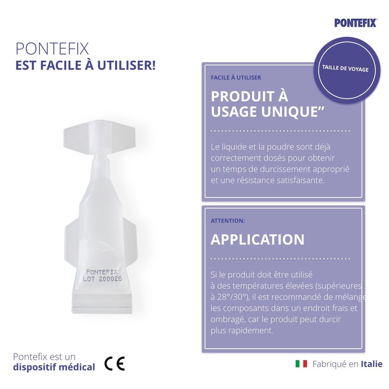 Pontefix - Cement fixes bridges, tooth capsules and pivoting teeth
