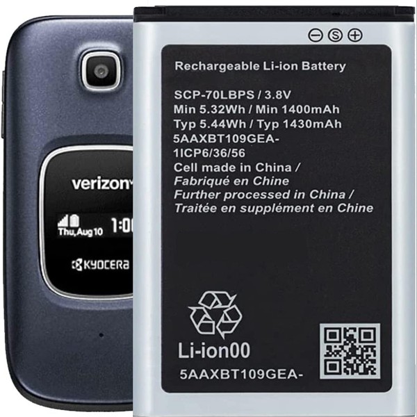 Voleset Upgraded SCP-70LBPS Battery,1400mAh Replacement Battery for Kyocera Cadence 4G