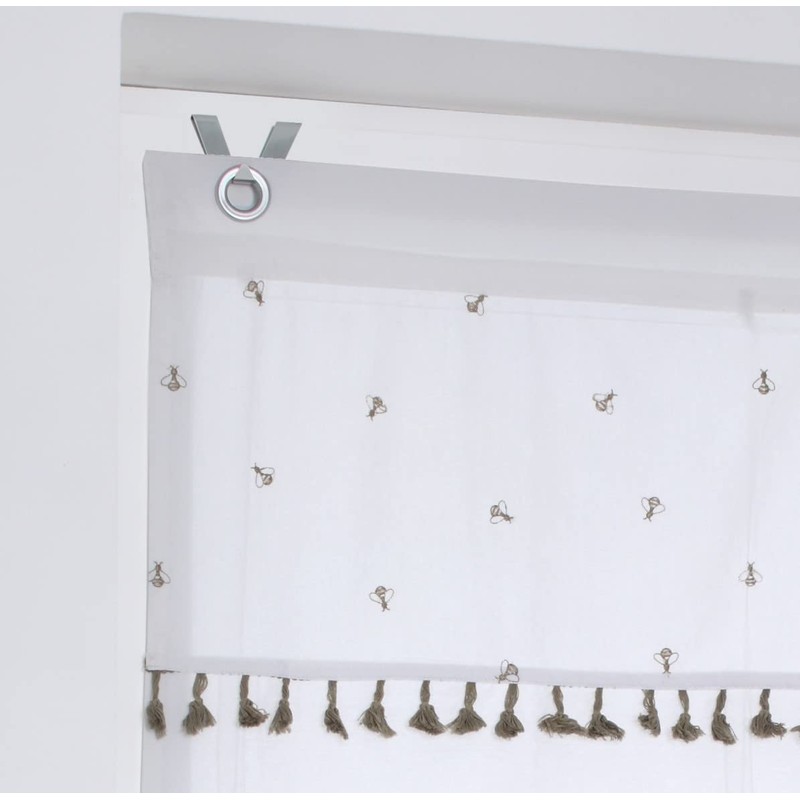 Roman Blind No Drilling Eyelet Blind White Honey Embroidery Bee