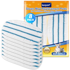 KEEPOW Steam Mop Pads Compatible with PurSteam ThermaPro 10-in-1 Steam Mop and ThermaPro 211 Steam Cleaner, Reusable Pur Steam Mop Replacement Pads for Multi-Surface Floor Cleaner (8 Pack)