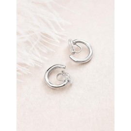 FAN&LOUIS Silver Hoop Clip On Earrings for Women, Non Pierced Trendy Small Hoop Hypoallergenic Dainty Painless Lightweight Clip-On Earrings