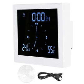 Ejoyous Bathroom Clock, Digital Bathroom Clock, Wall Clocks with LED Display, Waterproof Shower Clock, Bathroom Clock with Humidity Temperature, Countdown and Alarm Function (White)
