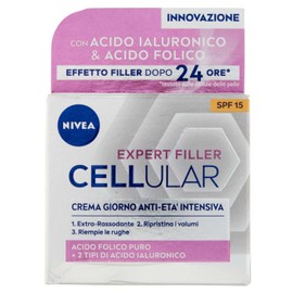 NIVEA Cellular Expert Filler Day Cream Anti-Ageing Intensive SPF 15 50 ml Anti-Wrinkle Firming Hyaluronic Acid and Pure Folic Acid Moisturising Cream Face Anti-Ageing