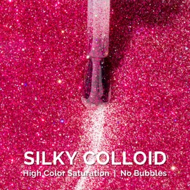 MelodySusie Neon Pink Glitter Gel Nail Polish,Red 0.5fl oz Soak Off UV LED Pink Diamond Glitter Gel Polish Gift for Women Nail Art Manicure Salon DIY Nail Design Decoration at Home-1743
