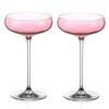 DIAMANTE Pink Champagne Cocktail Saucers Pair - Pink Coloured Crystal