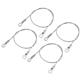 YOKIVE 4 Pcs Stainless Steel Lanyard Cables, Eyelets Ended Security Wire Rope | Great for Doors, Curtains, Hanging Lamps (Silver, 1.5mmx30cm)
