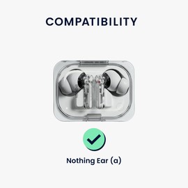 kwmobile Silicone Cover Compatible with CMF by Nothing Nothing Ear (a) - Case Cover Stick-On Skin with Clip - Black