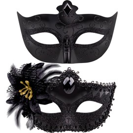 SIQUK Venetian Masquerade Masquerade Masks for Evening Dress Dance Ball Party Venetian Masquerade Costume Pack of 2