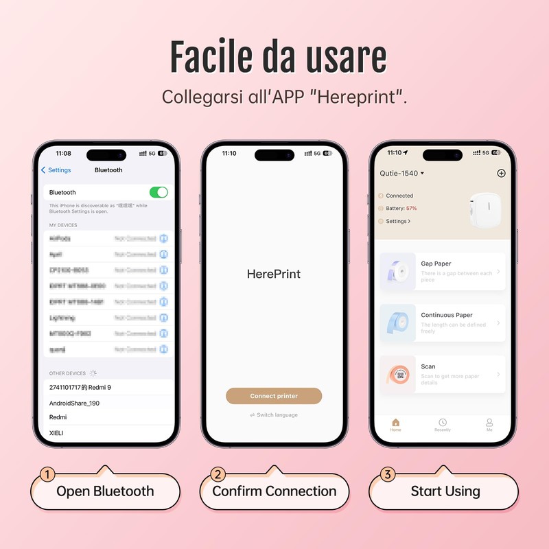 PRT Mini Portable Labeling Machine, Bluetooth Thermal Label Printer for