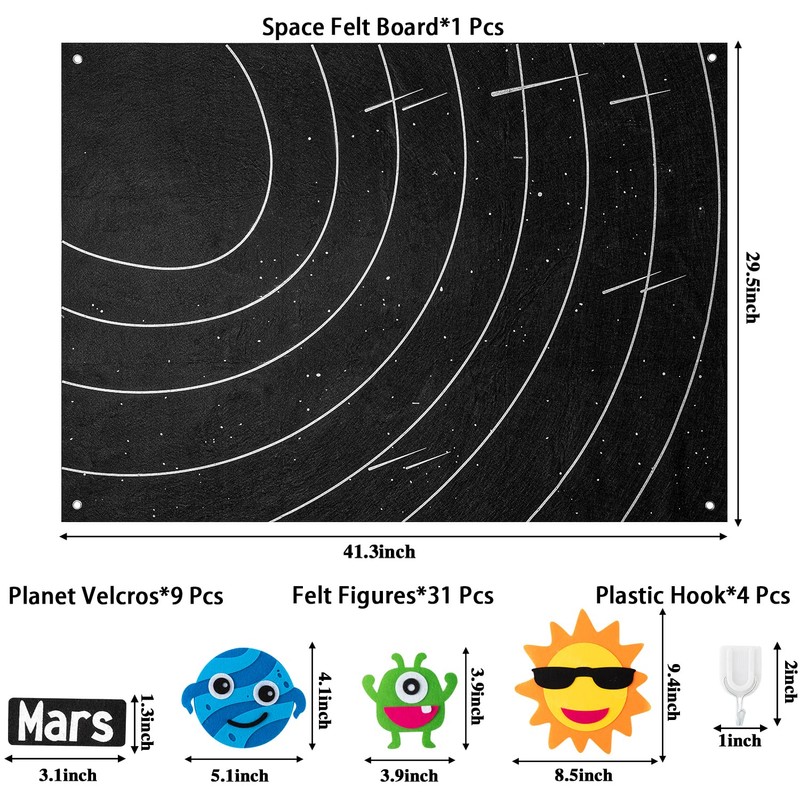 WATINC 44Pcs Outer Space Felt Story Board Set 3.5 Ft