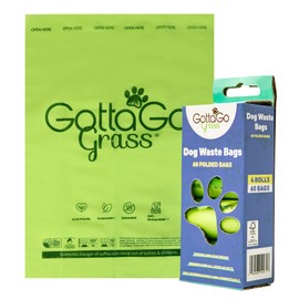Gotta Go Grass Dog Poop Bags, 60 Count Biodegradable Pet Waste Bags, Leak Proof, Durable, Easy Open, Unscented Compostable Poop Bags for Dogs and Puppies