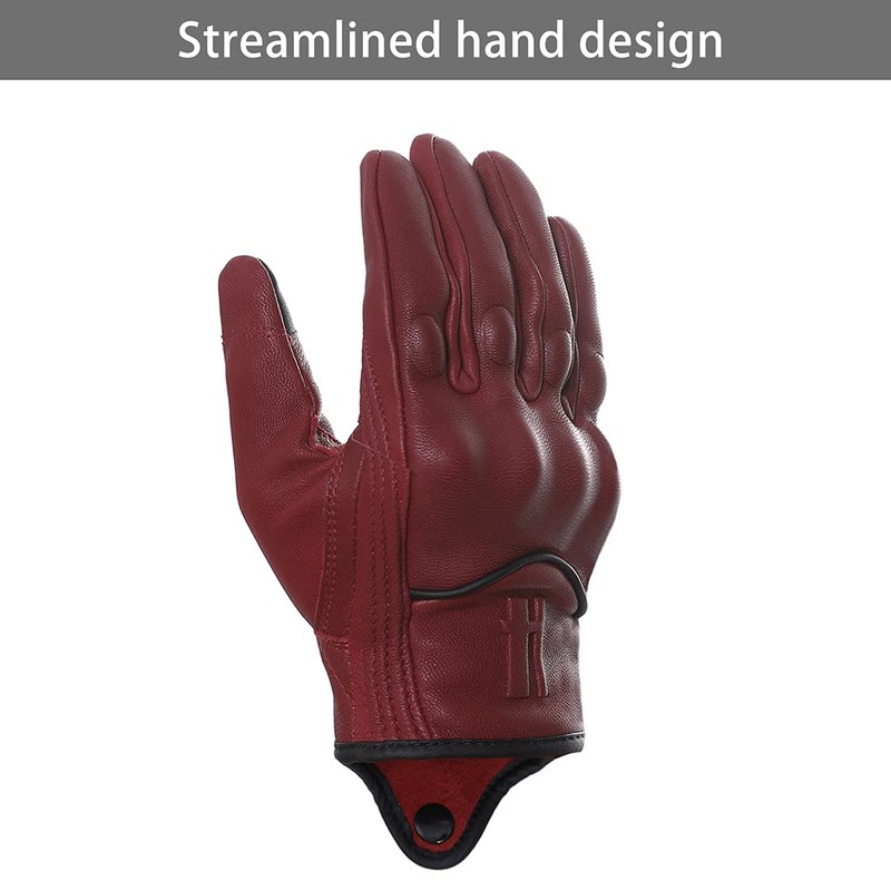 Harssidanzar GM028E Men's Full Finger Goatskin Leather Touchscreen Motorcycle Gloves