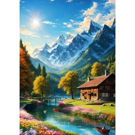 QENSPE 5D Diamond Painting Landscape Diamond Painting Picture Kit Adults, Nature Scenery Diamond Art Set DIY Full Diamond Art Painting Cross Stitch Set Home Wall Gift Decor 30 x 40 cm