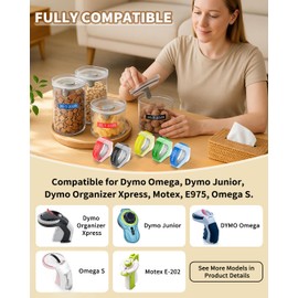Phomemo Embossing Label Tape Replacement for Dymo Embossing Label Maker Refills 3/8 Inch Replacement for Dymo Organizer Xpress 12965 DYMO 12966 Office Mate II, 5-Pack (Black/Red/Blue/Yellow/Green)