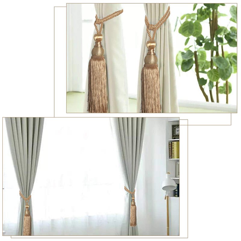 VEGCOO 4 Pack Handmade Curtain Clips Tiebacks Set, 2 Pack