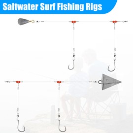 Saltwater Surf Fishing Tackle Kit - Saltwater Surf Fishing Rigs Include Wire Leader Pyramid Sinker Weight Bass Casting Sinker Circle Hooks Accessories