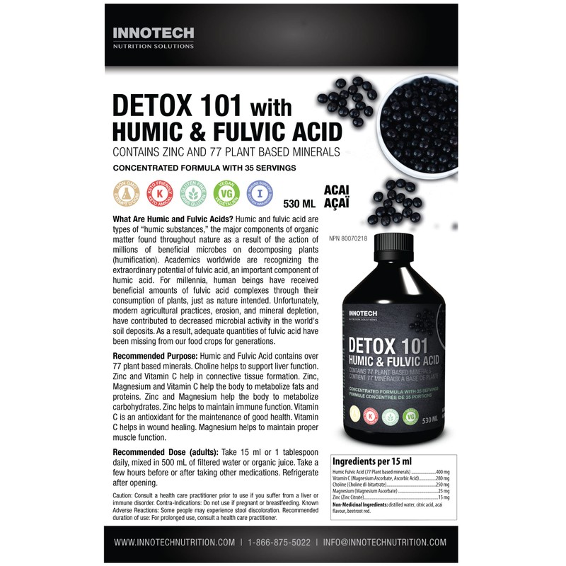 Innotech Nutrition Detox 101 with Humic and Fulvic Acid, Acai