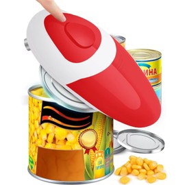 Auto Electric Can Opener: Safe, Easy with One Touch, Smooth Edge, Battery Operated, Cordless, Automatic Can Opener for Seniors with Arthritis, Hand Held Appliances, YES YOU CAN (Red)