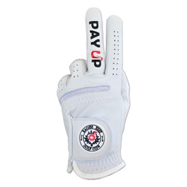 Pay Up Funny Golf Glove - Premium 100% Cabretta Leather Shocker Golf Gloves, Golf Attire and Essentials for Men, Fun Golfer Gag Gift, Adult Right or Left Hand, Small to XXL Sizes
