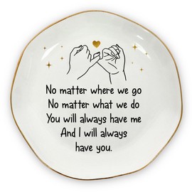 OASSIE Gifts for Friends Women - 4"x4" Round-Shaped Ceramic Jewelry Dish Tray - Mother's Day Graduation Birthday Gifts for Women Friendship Sister BFF, Decorative Trinket Dish