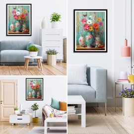 MXJSUA Vasenblumen Diamond Painting Erwachsene, 5D Diamant Painting Bilder Anfänger, DIY Runder Vollbohrer Diamanten Malerei Stickerei Kreuzstich Geschenke Home Wand Dekor 30x40cm