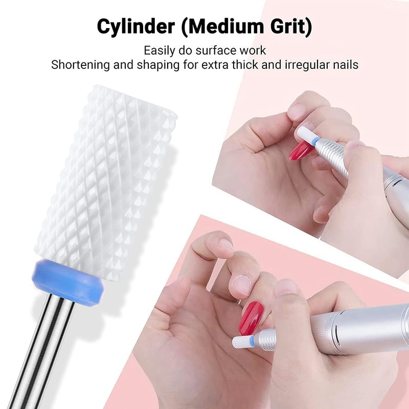 MELODYSUSIE Nail Drill Bits Set Ceramic Safety Professional 3/32 Inches