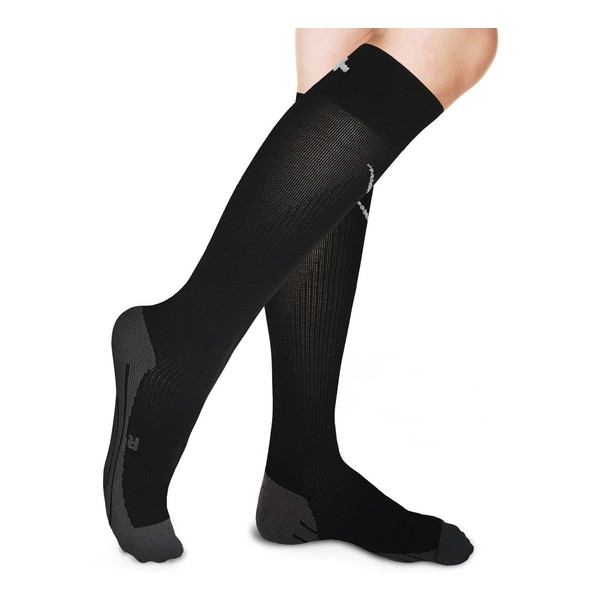 Zareus 15-20 MMHG Graduated Compression Socks for Men Women - Running, Pregnancy, Swollen Feet Leg, Sports Pain, Travel, Driver Plantar Fasciitis (Black, Large)