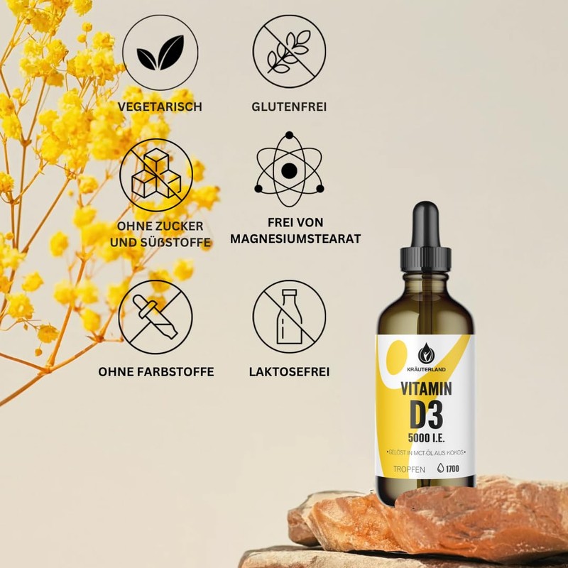 Kräuterland Vitamin D3 Drops 5000 IU - 50 ml Cholecalciferol