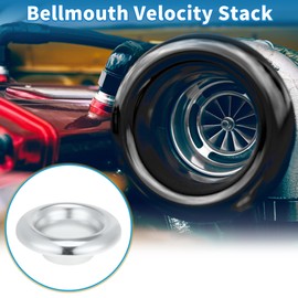 A ABSOPRO Velocity Stack Bellmouth Durable 3.46" ID 6.50" OD Turbo Engine Air Intake Aluminum Alloy Silver Tone