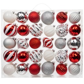 Briful 60PCS Christmas Ornaments Set Red and White Christmas Tree Ornaments Balls Plastic Shatterproof Decorative Hanging Ornaments for Xmas Home Winter Holiday Party Decor