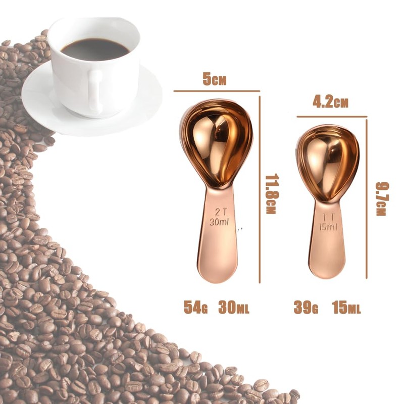 Stainless Steel Coffee Scoop Set, 1 & 2 Tablespoon (15ml