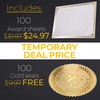100 Professional Award Certificate Paper 8.5 x 11 with Seals,