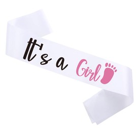 GDTO8820 CoolerthingsDG, white sash, it's a Girl sash, gender reveal sash for mom, mommy to be, sash for baby shower, mom to be sash. Daddy to be sash, dad to be sash.