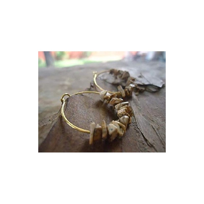 ★ Gold & Landscape Jaspis ★ Small hoop earrings with