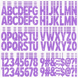 376 Pcs 24 Sheets Large Letter Stickers Glitter Big Font Alphabet Number Self Adhesive Vinyl Stick on Letters Sticker for Mailbox Crafts Poster Bulletin Boards Classroom Home Decor (Purple, 2.5 Inch)