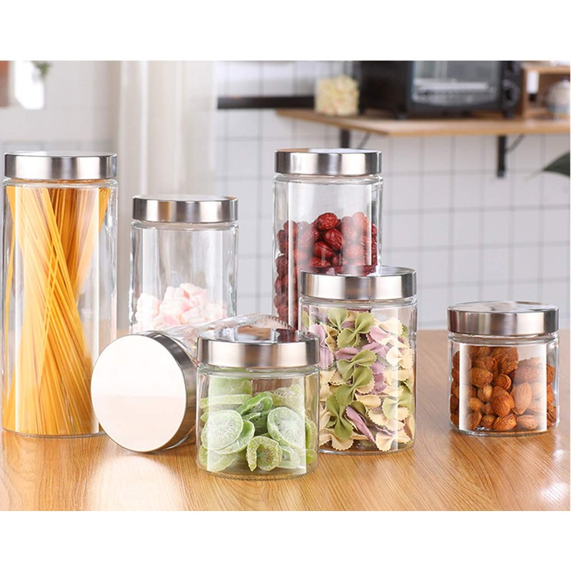 Lawei 6 Pack 27 Oz Clear Glass Jars with Stainless